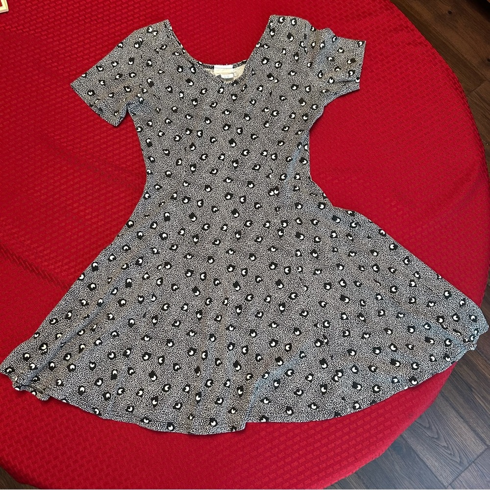Vintage No Boundaries Mini Dress Size Small 1990s Black White Circles Flared